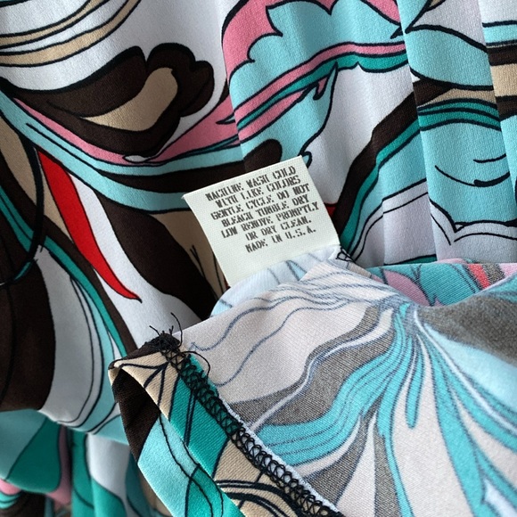 Lily 🩵 Geometric Retro Patterned Long Open Topper, Elastic Waist Front Tie, 2X - Picture 9 of 13